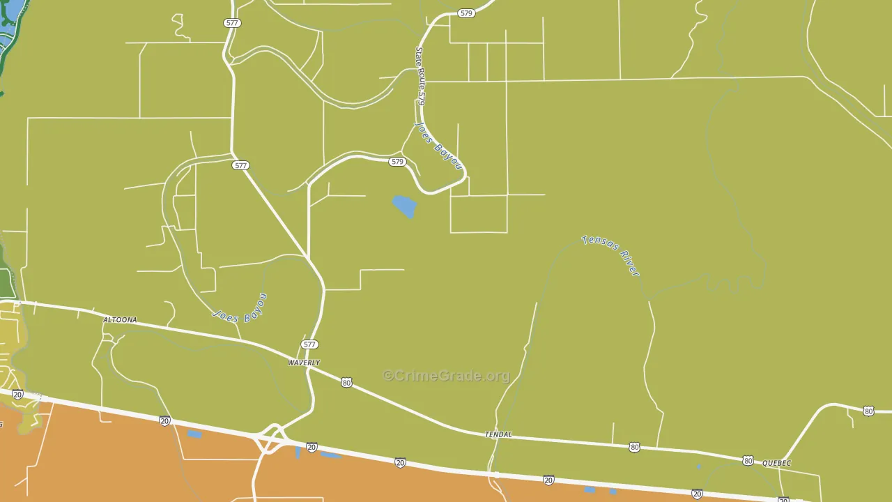 Waverly, LA Map of Drug-Related Crime Rates