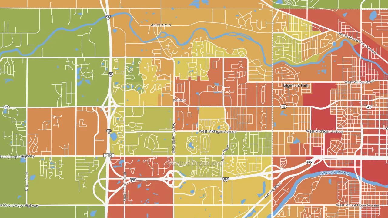 Waverly, MI Map of Drug-Related Crime Rates