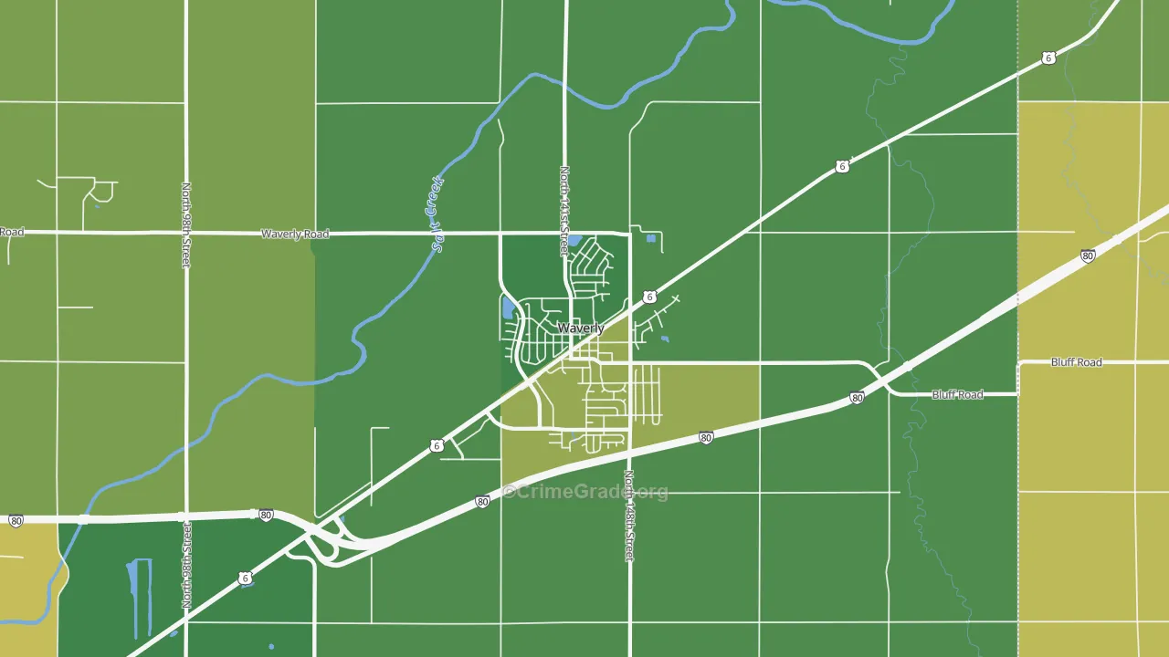 Waverly, NE Map of Drug-Related Crime Rates
