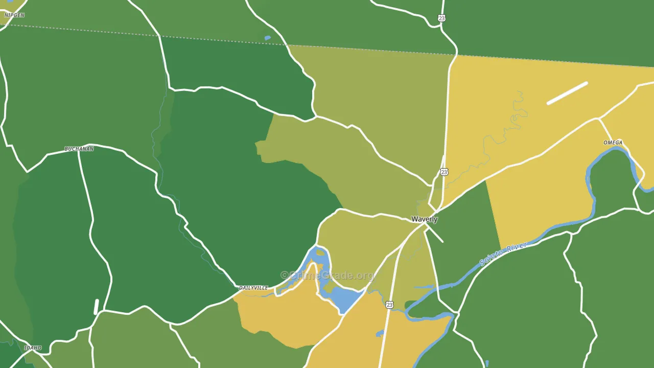 Waverly, OH Map of Drug-Related Crime Rates