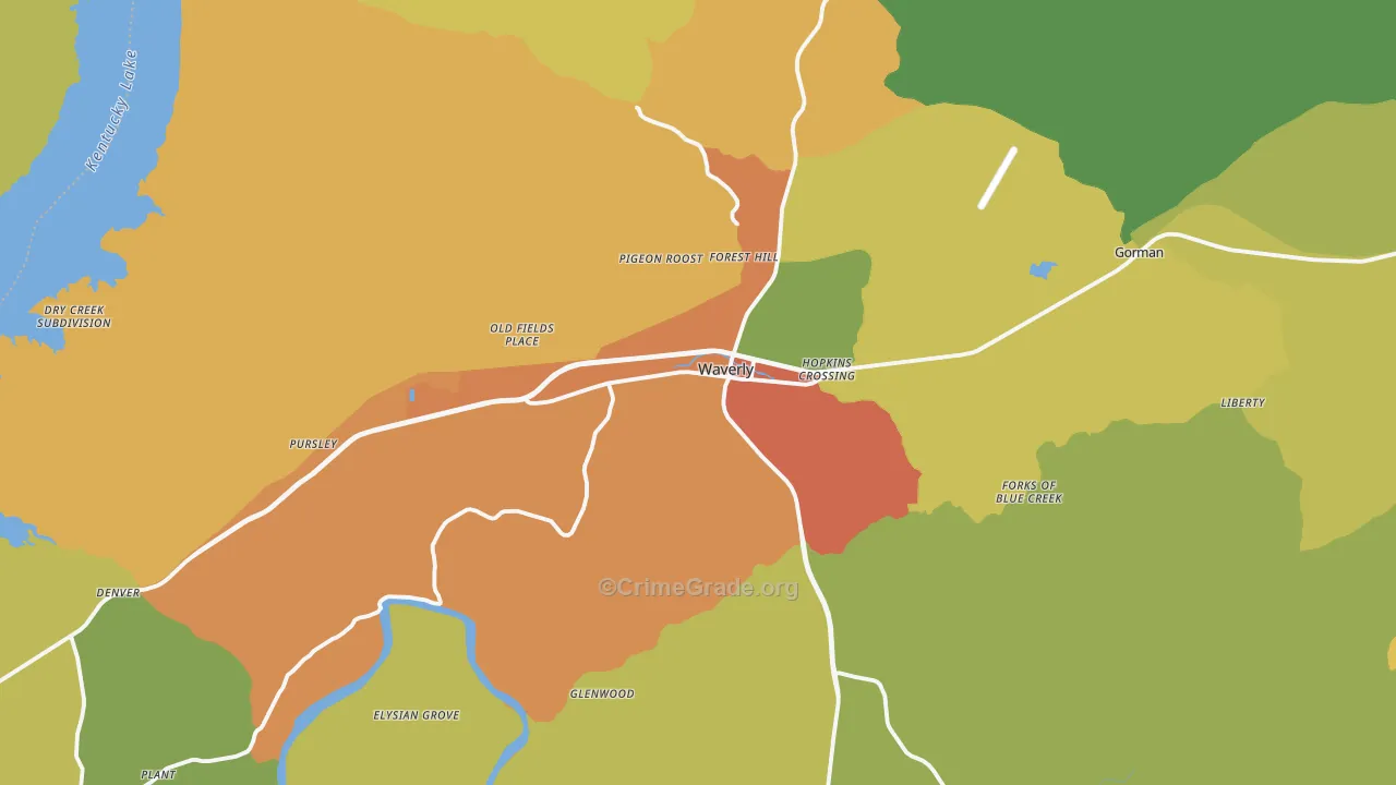 Waverly, TN Map of Drug-Related Crime Rates