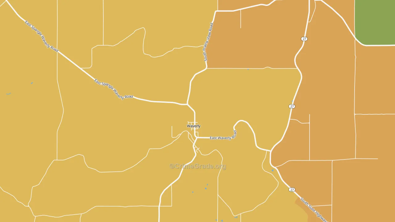 Waverly, WA Map of Drug-Related Crime Rates