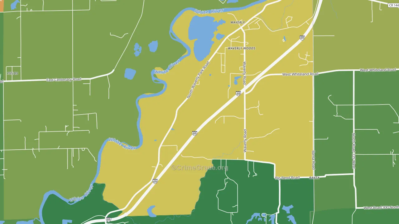 Waverly Woods, IN Map of Drug-Related Crime Rates