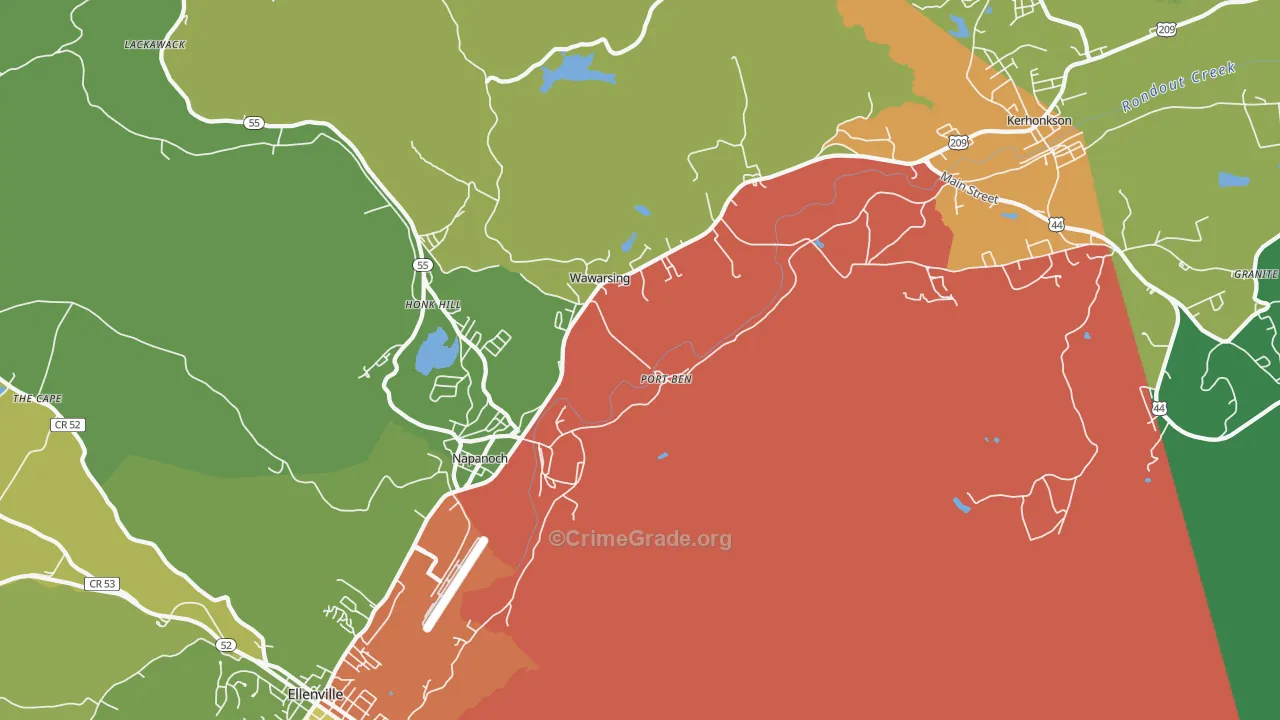 Wawarsing, NY Map of Drug-Related Crime Rates
