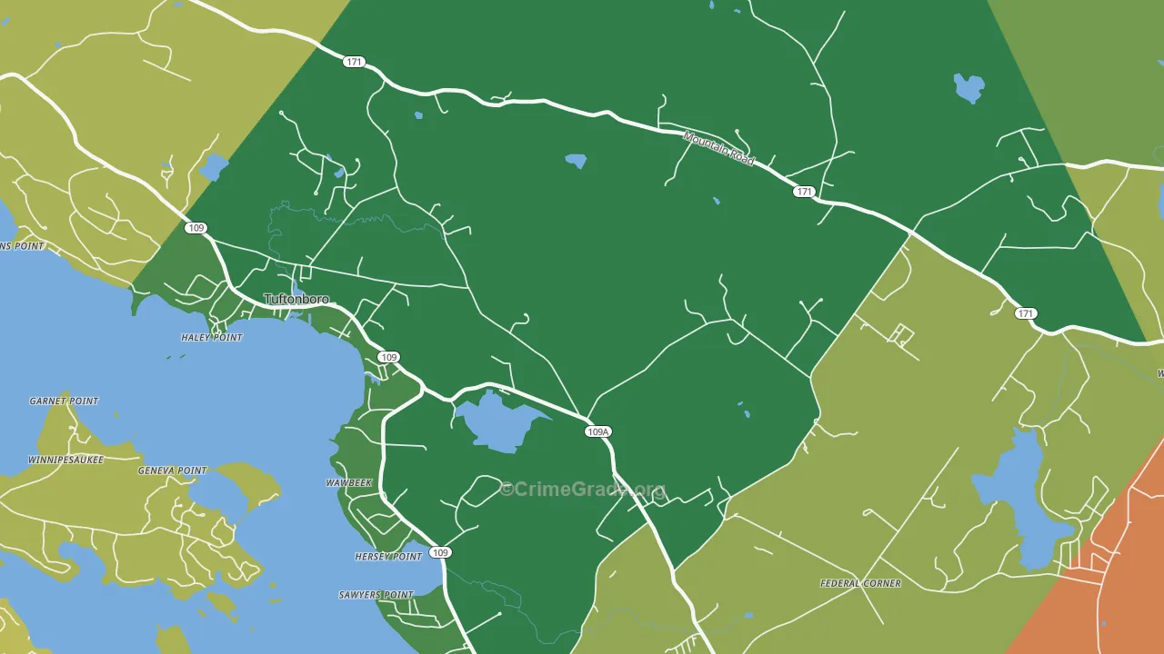 Wawbeek, NH Map of Drug-Related Crime Rates