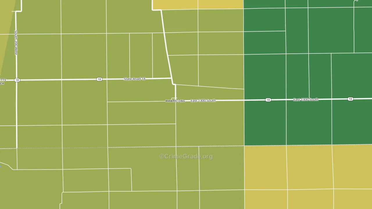 Wawpecong, IN Map of Drug-Related Crime Rates