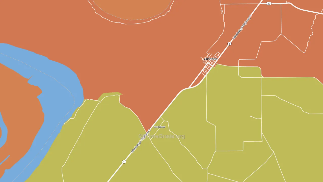 Waxhaw, MS Map of Drug-Related Crime Rates