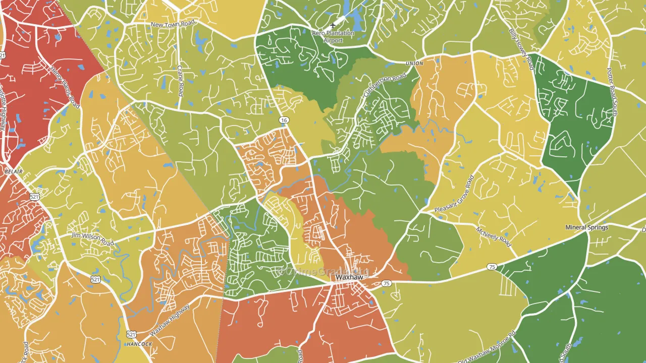Waxhaw, NC Map of Drug-Related Crime Rates