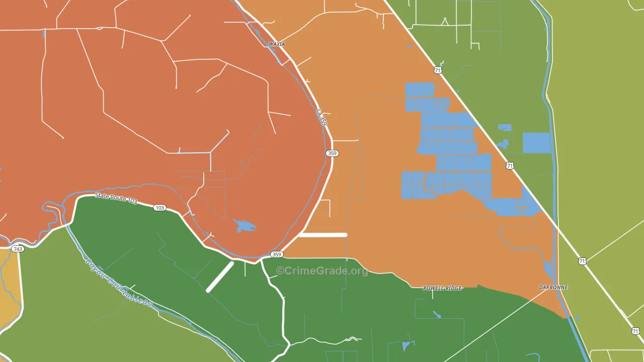 Waxia, LA Map of Drug-Related Crime Rates