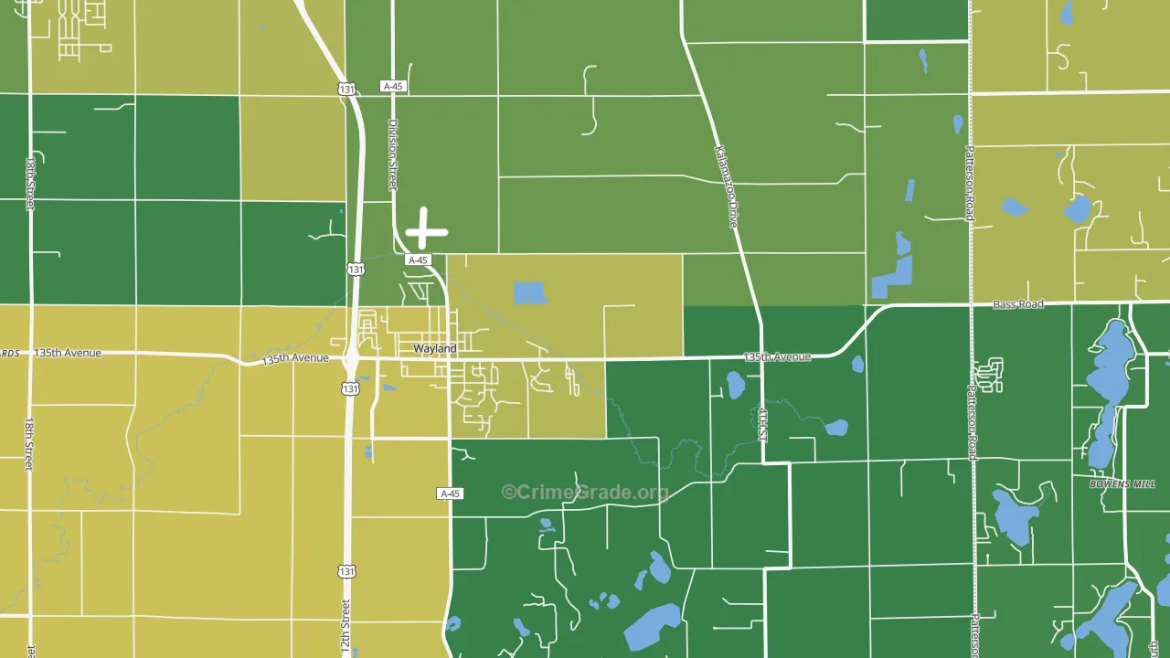 Wayland, MI Map of Drug-Related Crime Rates