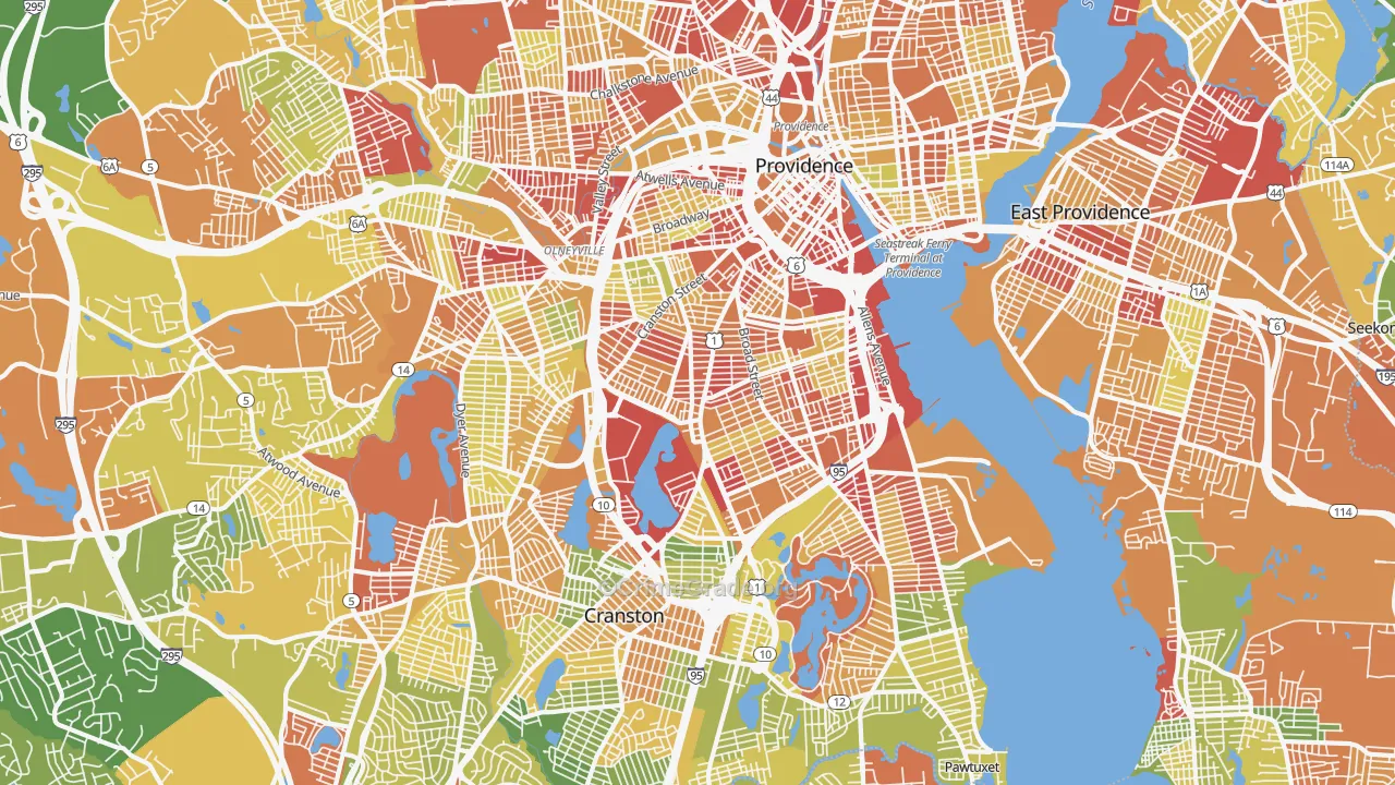 Wayland, Providence, RI Map of Drug-Related Crime Rates