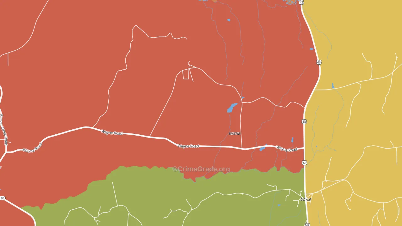 Wayne, AL Map of Drug-Related Crime Rates
