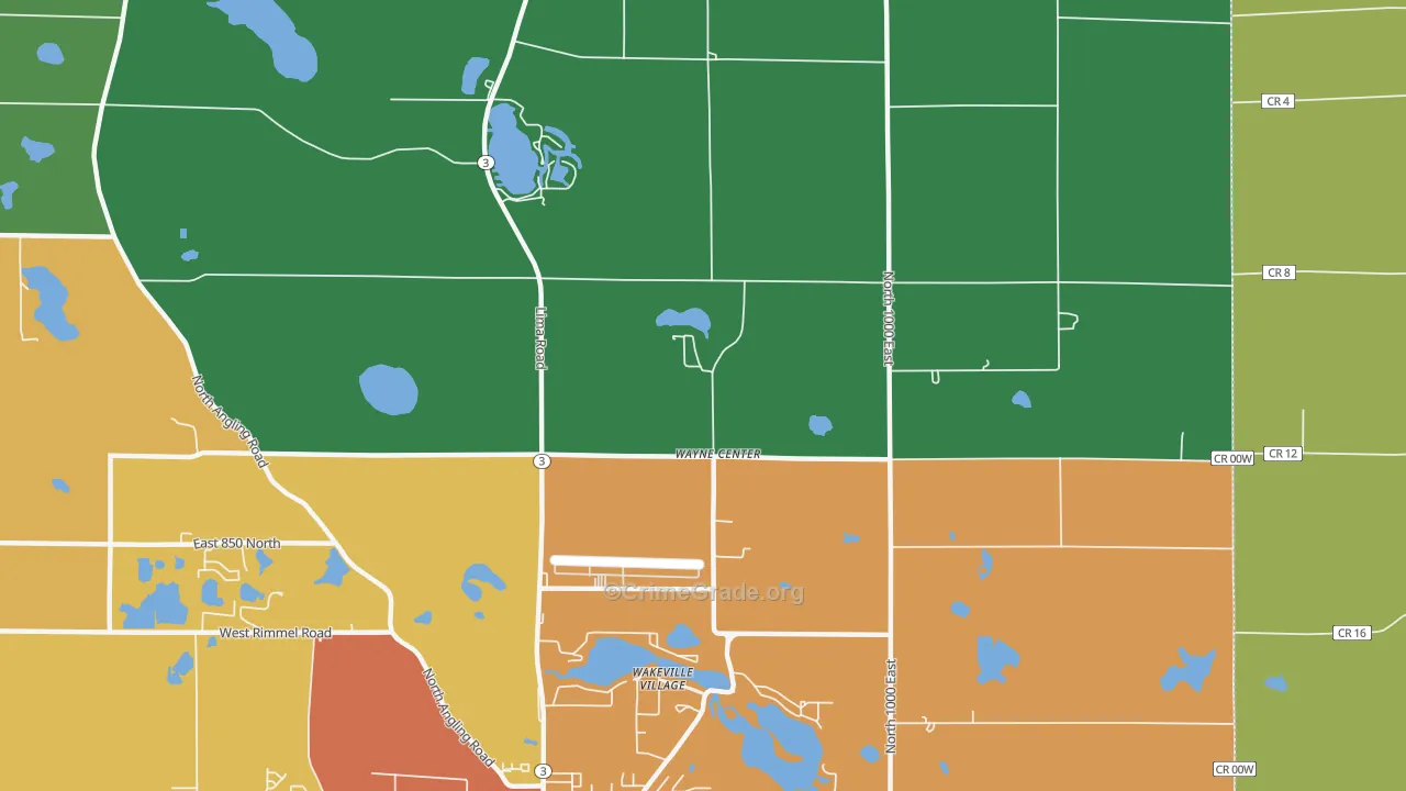 Wayne Center, IN Map of Drug-Related Crime Rates