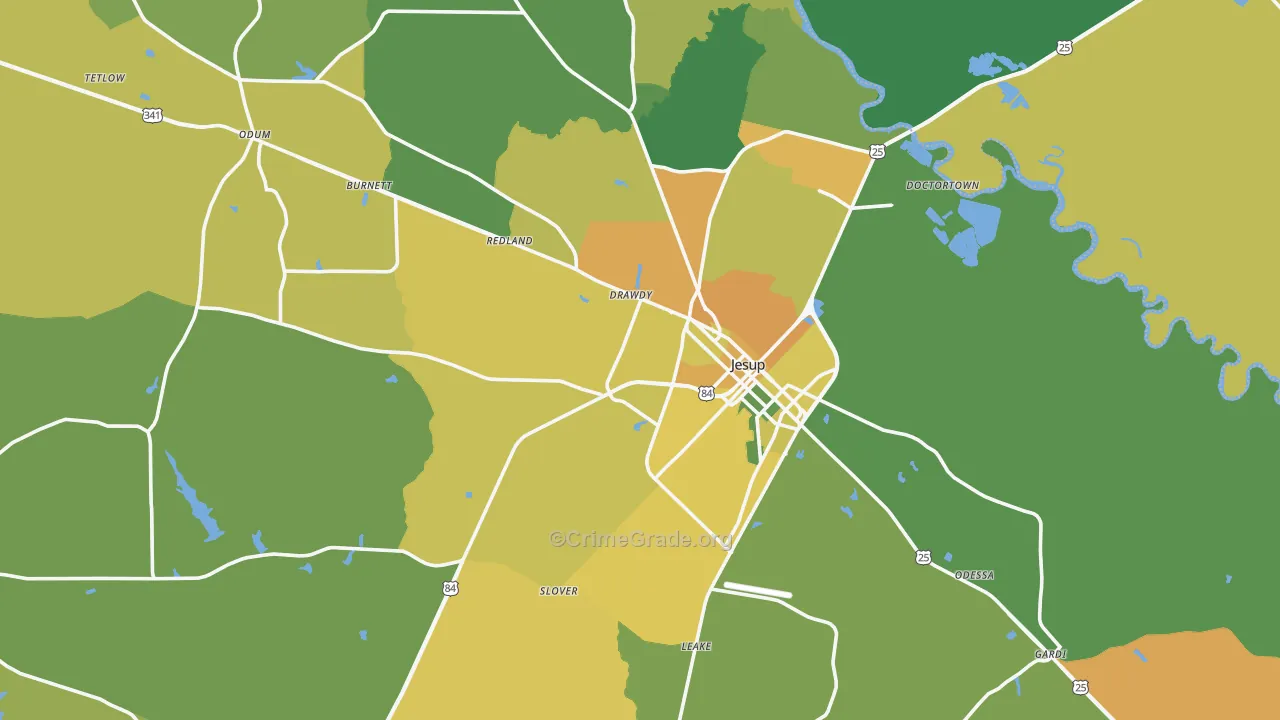 Wayne County, GA Map of Drug-Related Crime Rates