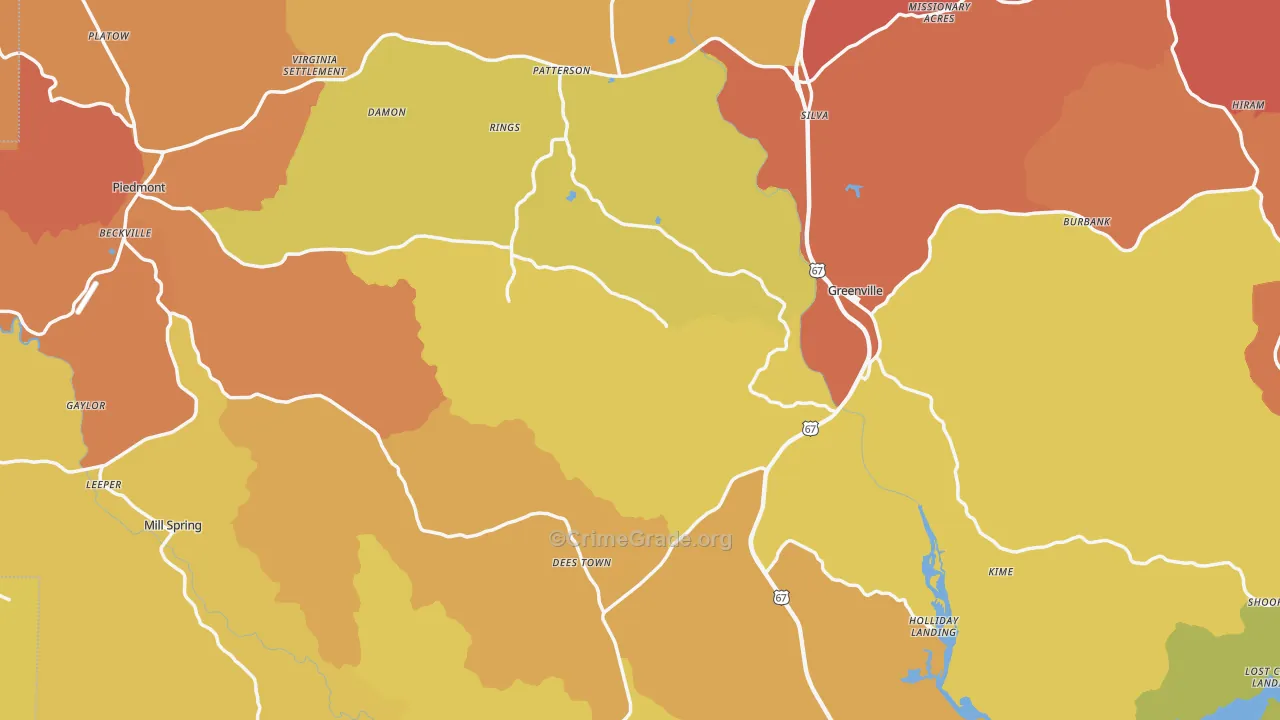 Wayne County, MO Map of Drug-Related Crime Rates