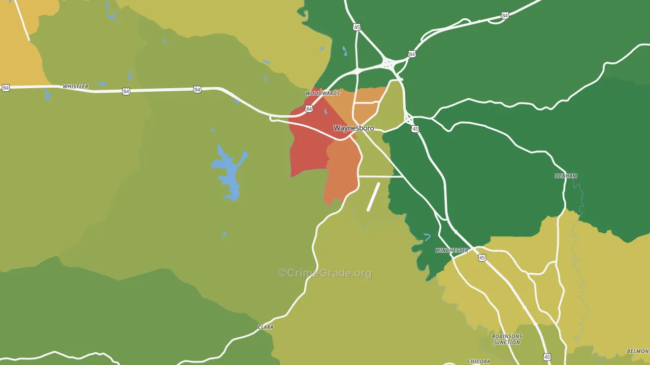 Wayne County, MS Map of Drug-Related Crime Rates