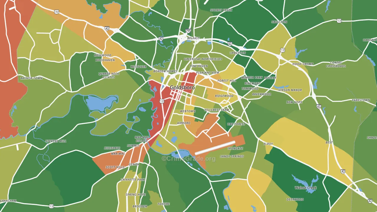 Wayne County, NC Map of Drug-Related Crime Rates