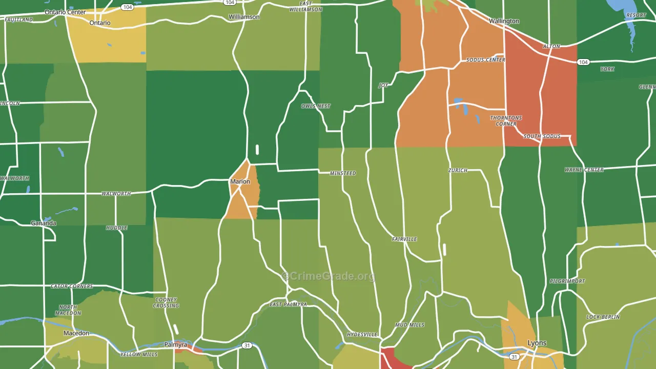 Wayne County, NY Map of Drug-Related Crime Rates