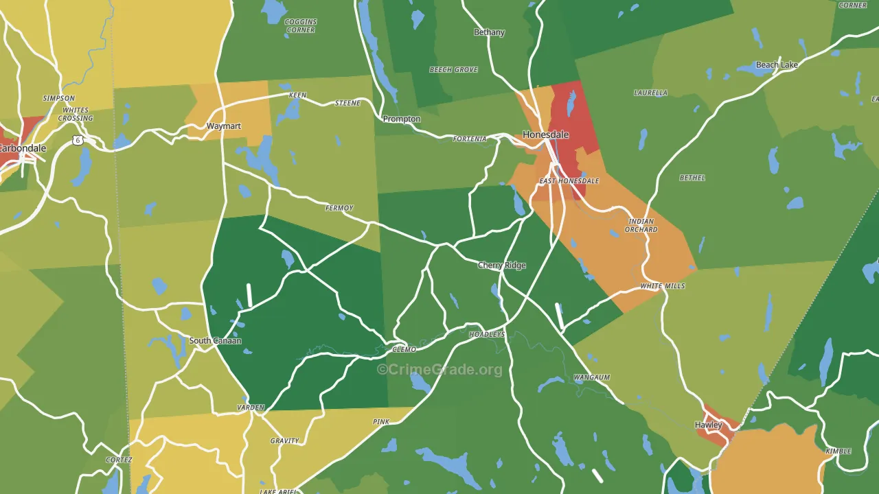 Wayne County, PA Map of Drug-Related Crime Rates