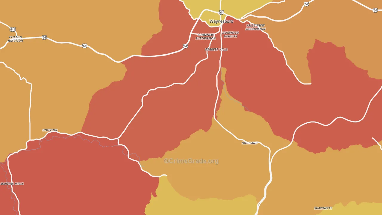 Wayne County, TN Map of Drug-Related Crime Rates