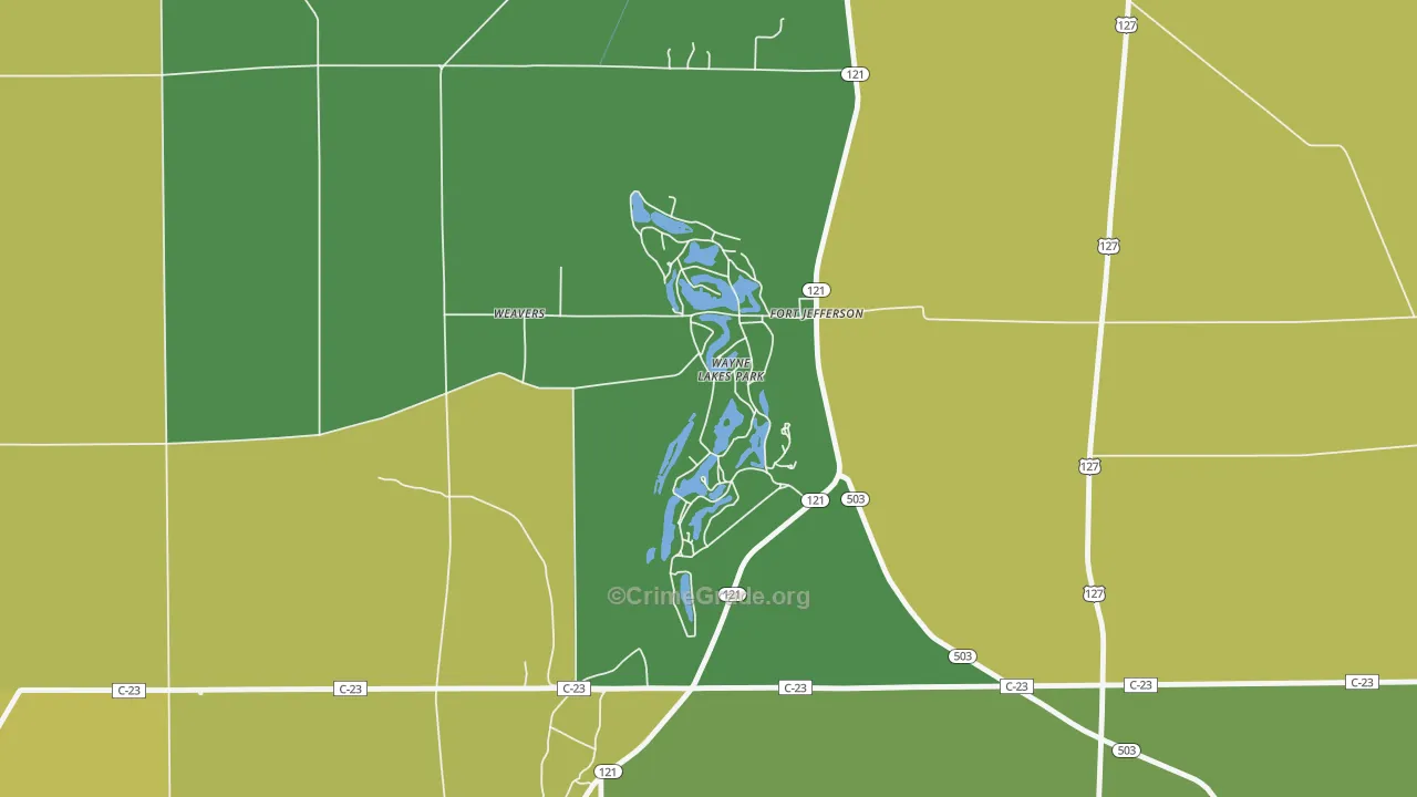 Wayne Lakes, OH Map of Drug-Related Crime Rates