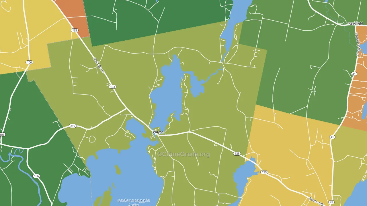 Wayne, ME Map of Drug-Related Crime Rates