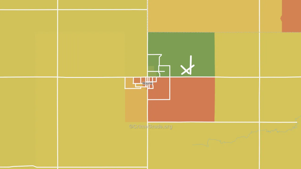 Wayne, NE Map of Drug-Related Crime Rates