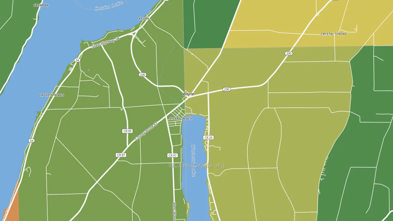 Wayne, NY Map of Drug-Related Crime Rates