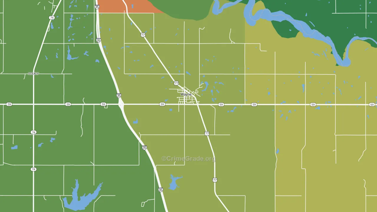 Wayne, OK Map of Drug-Related Crime Rates