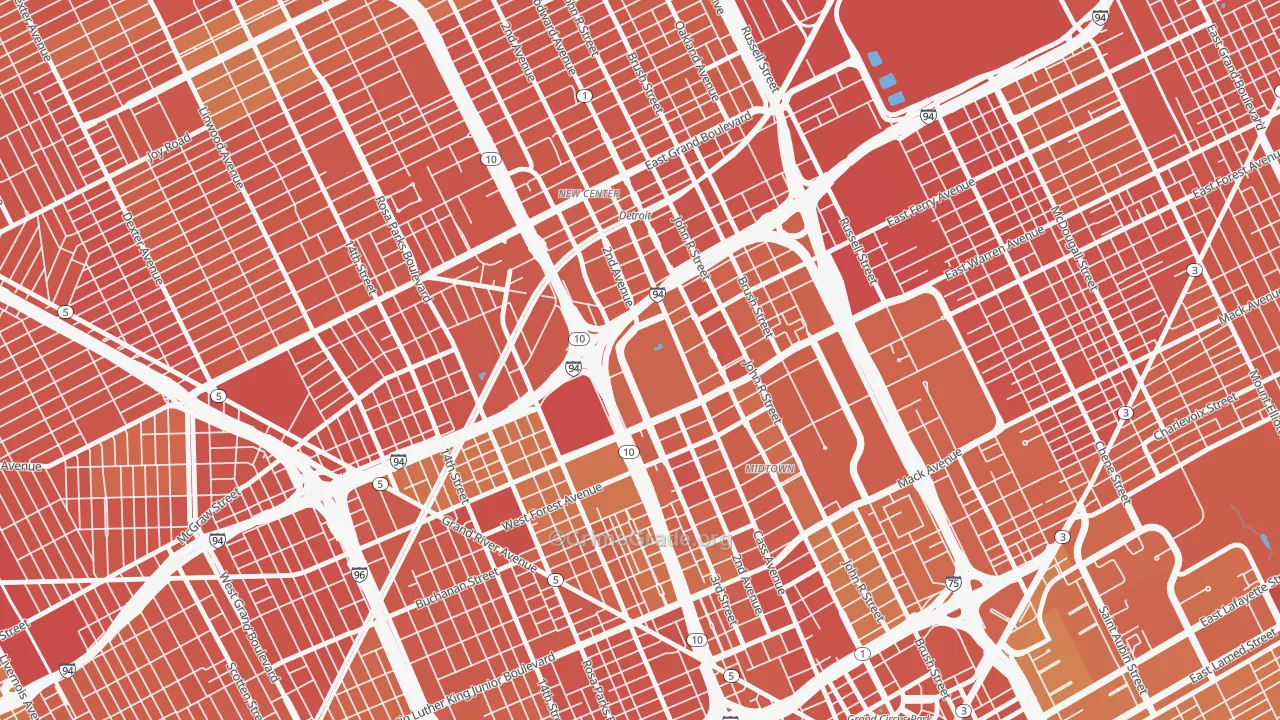 Wayne State, Detroit, MI Map of Drug-Related Crime Rates