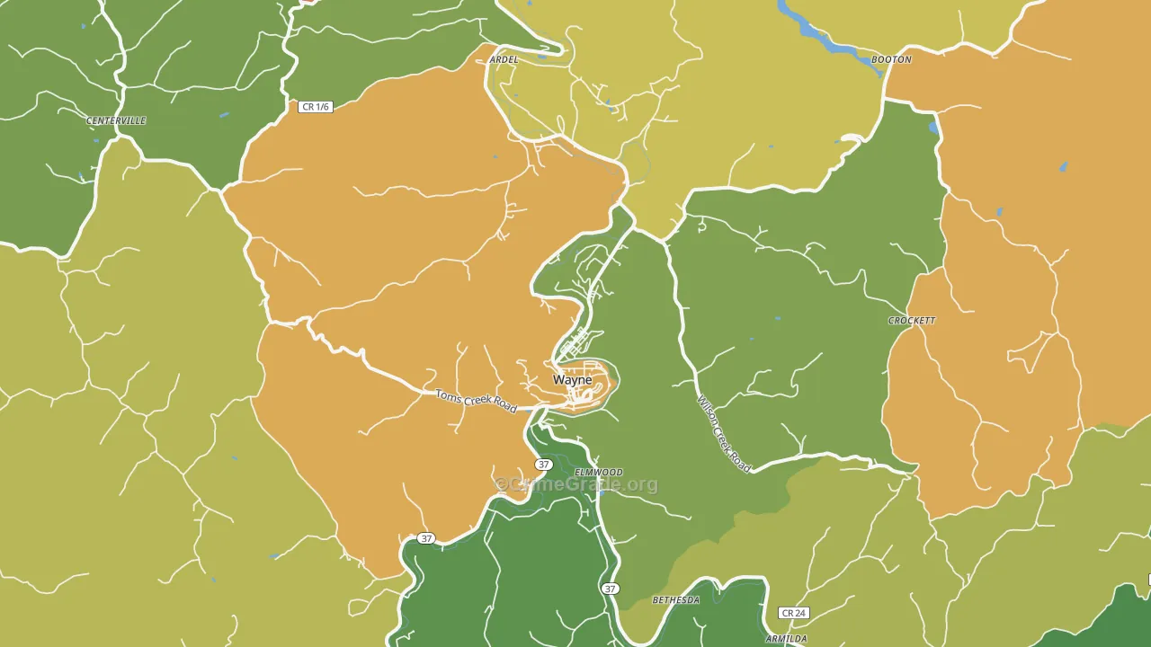 Wayne, WV Map of Drug-Related Crime Rates
