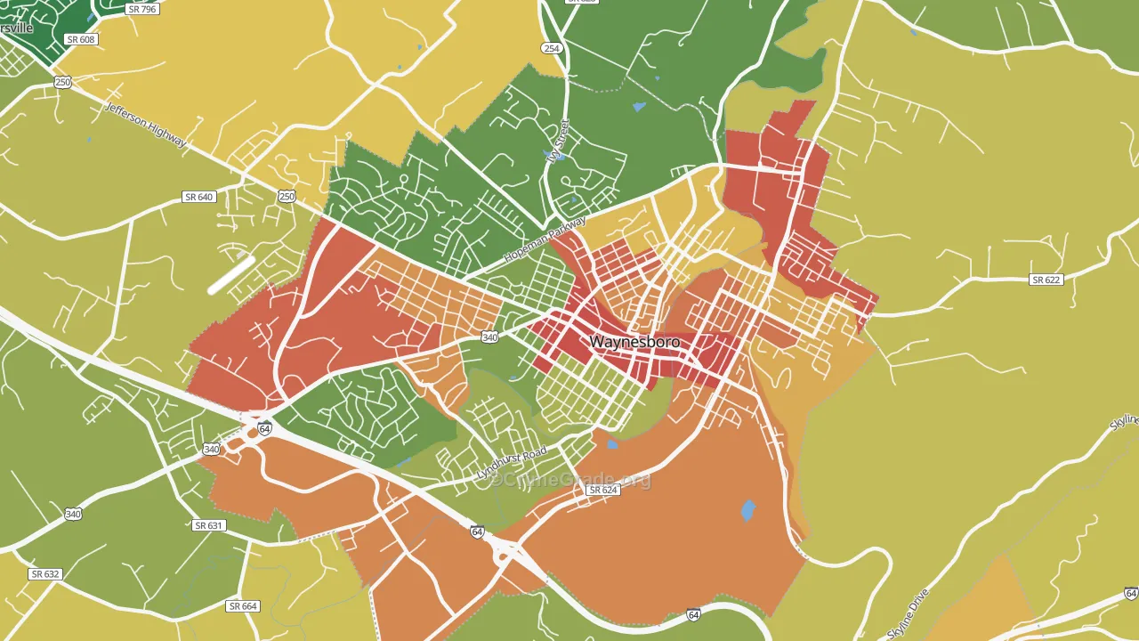 Waynesboro City, VA Map of Drug-Related Crime Rates