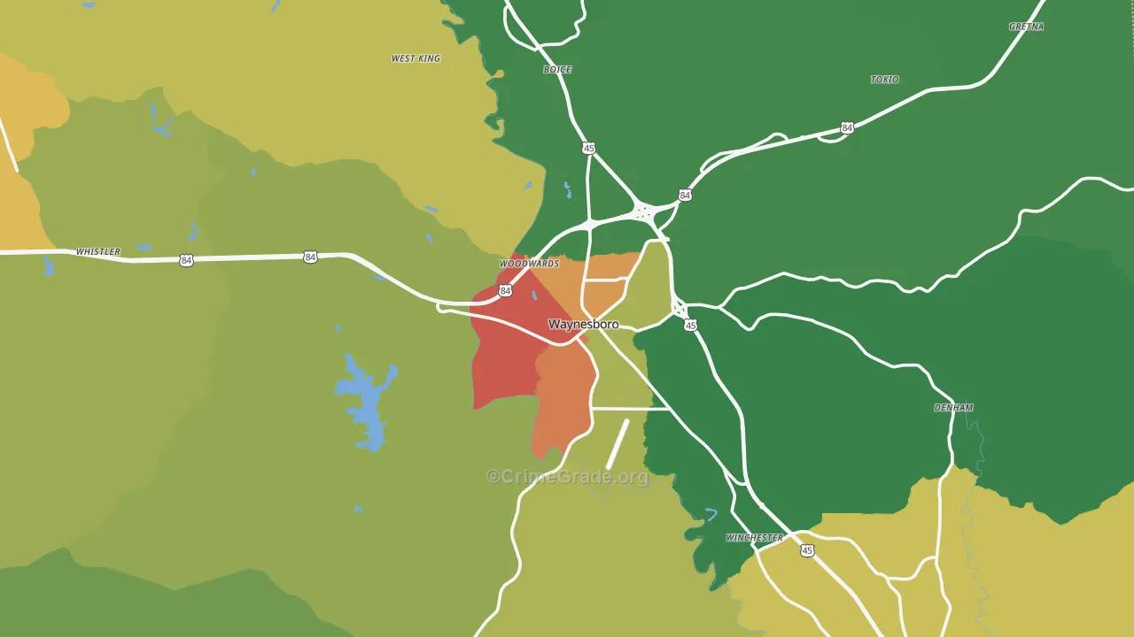 Waynesboro, MS Map of Drug-Related Crime Rates
