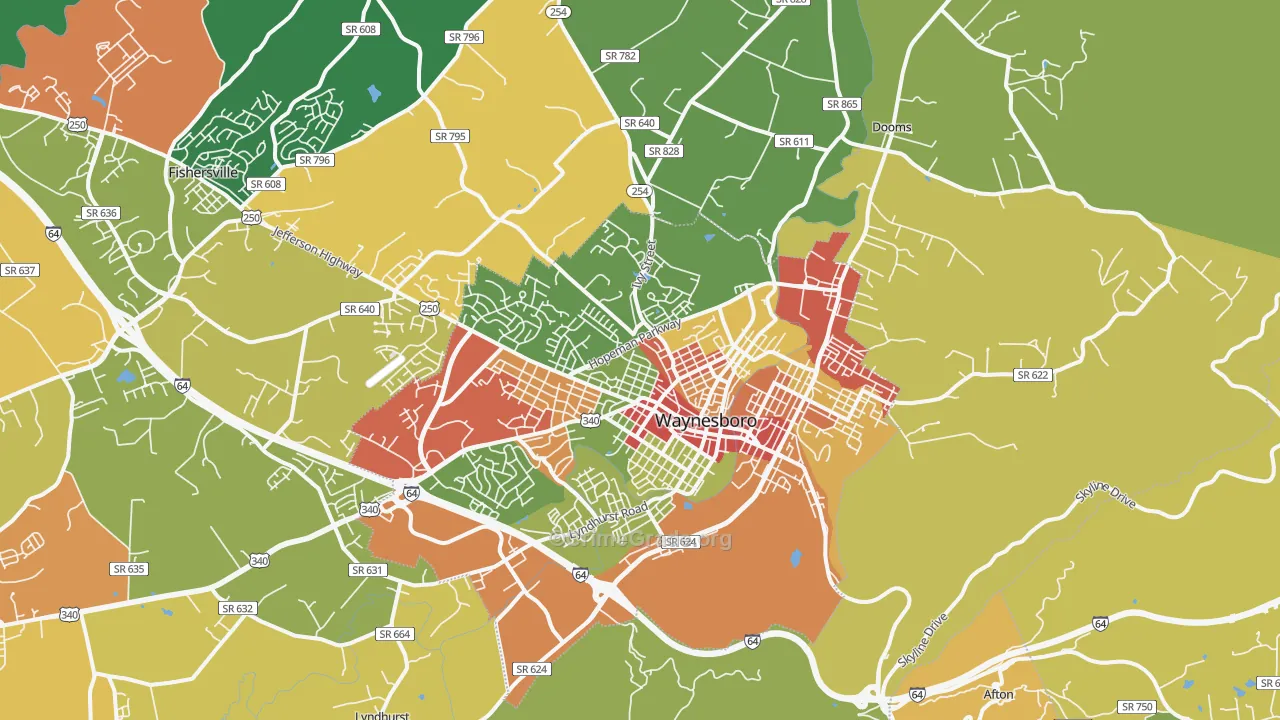 Waynesboro, VA Map of Drug-Related Crime Rates