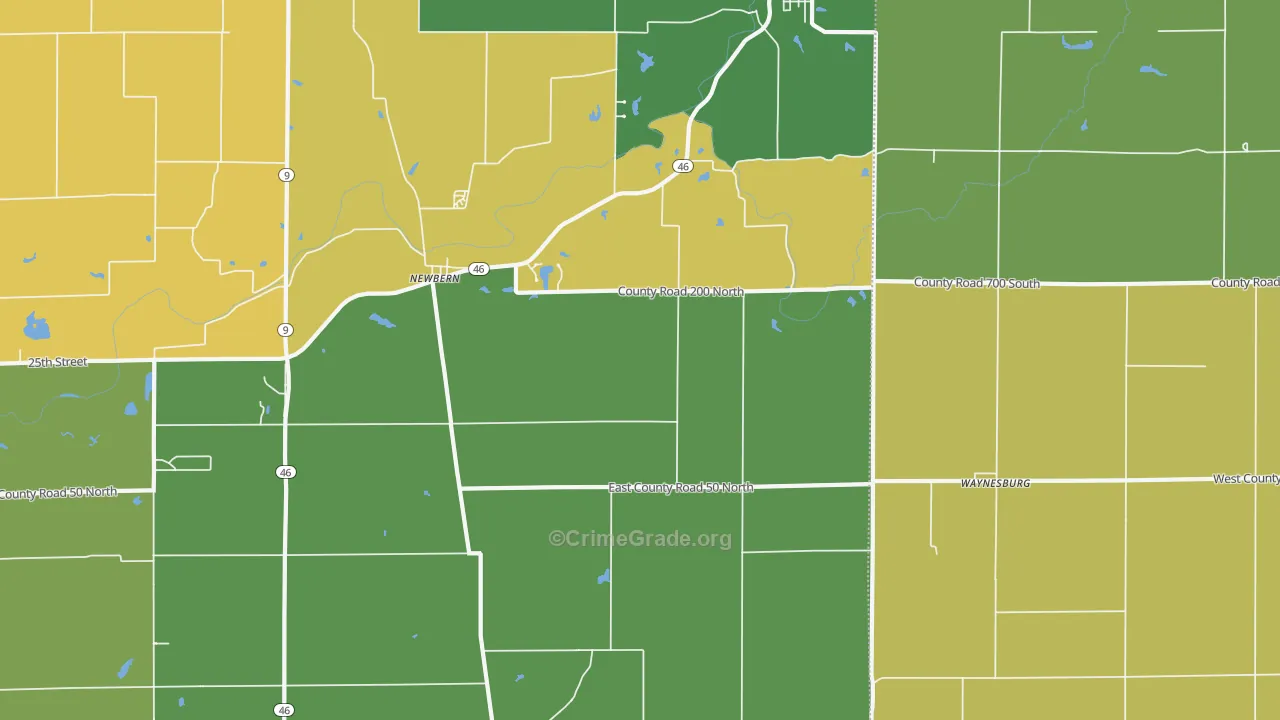 Waynesburg, IN Map of Drug-Related Crime Rates