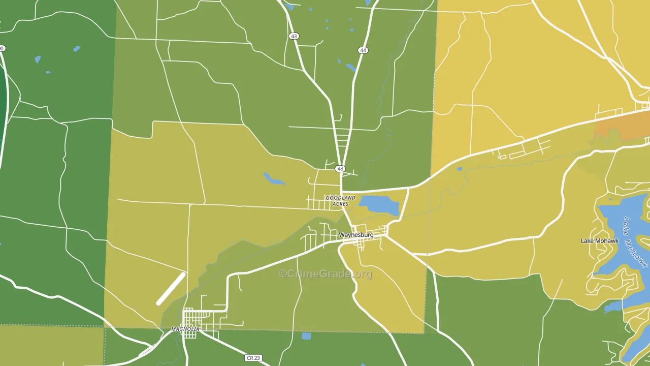 Waynesburg, OH Map of Drug-Related Crime Rates
