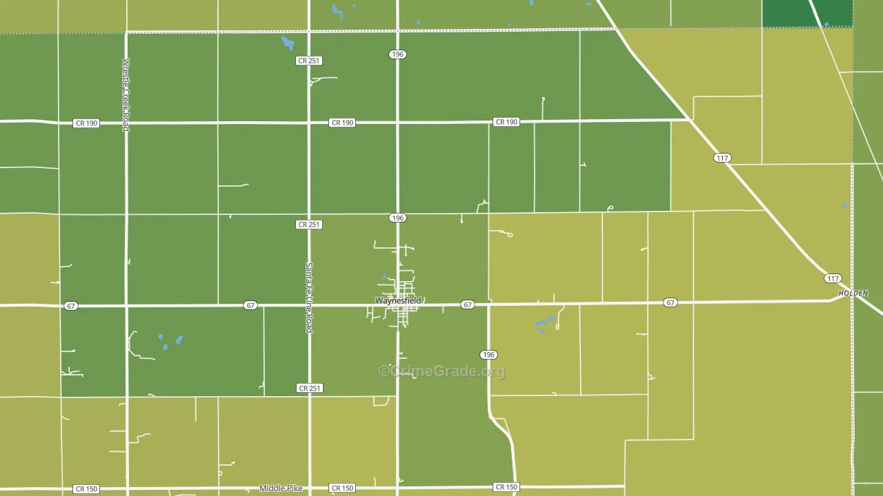 Waynesfield, OH Map of Drug-Related Crime Rates