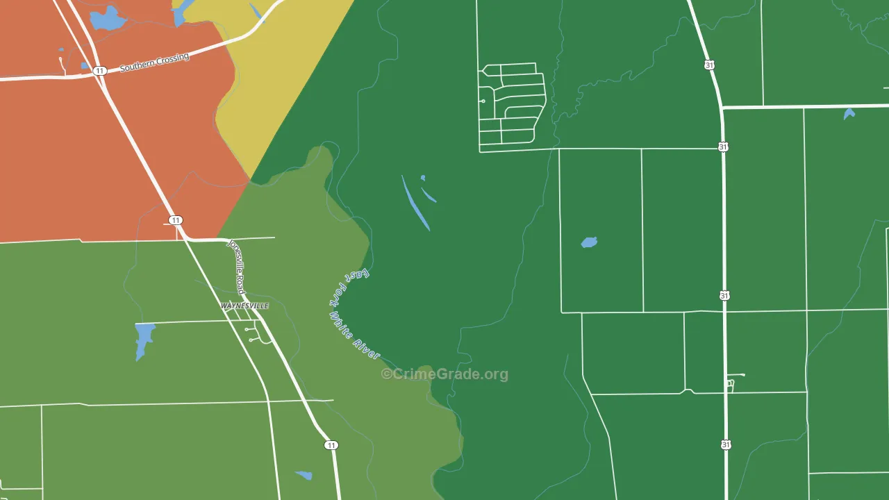 Waynesville, IN Map of Drug-Related Crime Rates