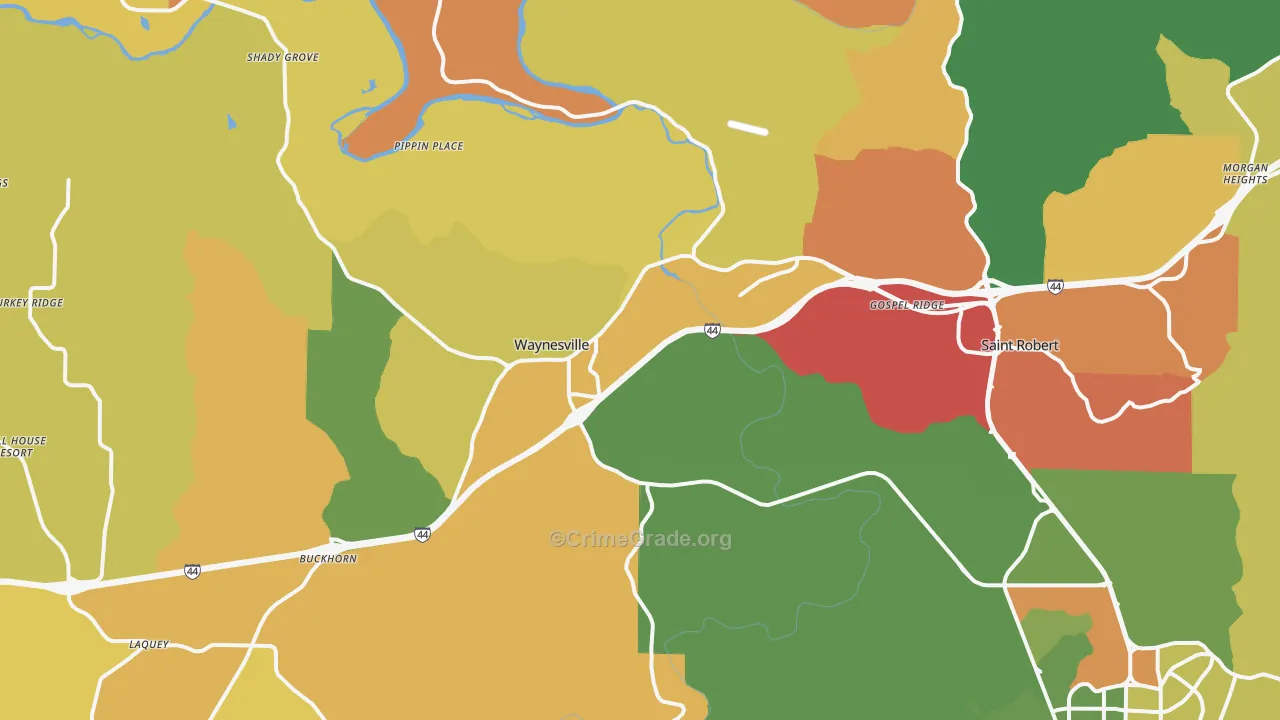 Waynesville, MO Map of Drug-Related Crime Rates