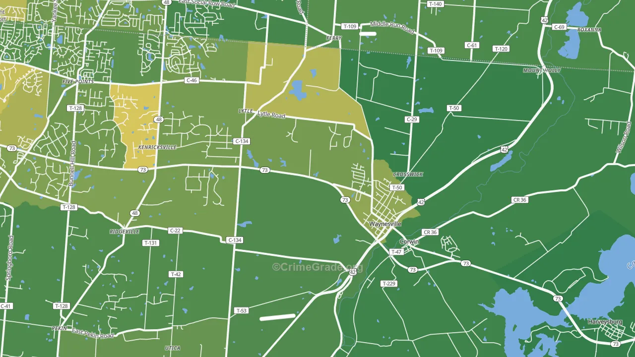 Waynesville, OH Map of Drug-Related Crime Rates