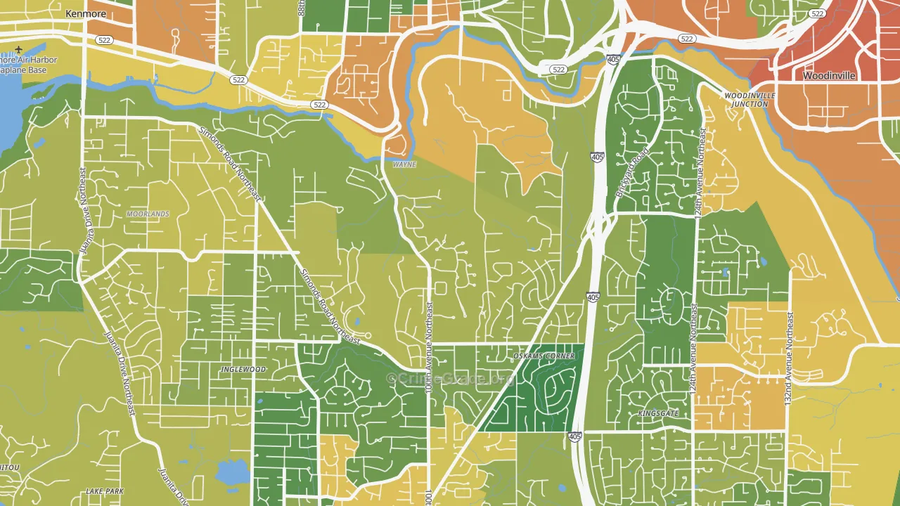 Waynita-Simonds-Norway Hill, Bothell, WA Map of Drug-Related Crime Rates
