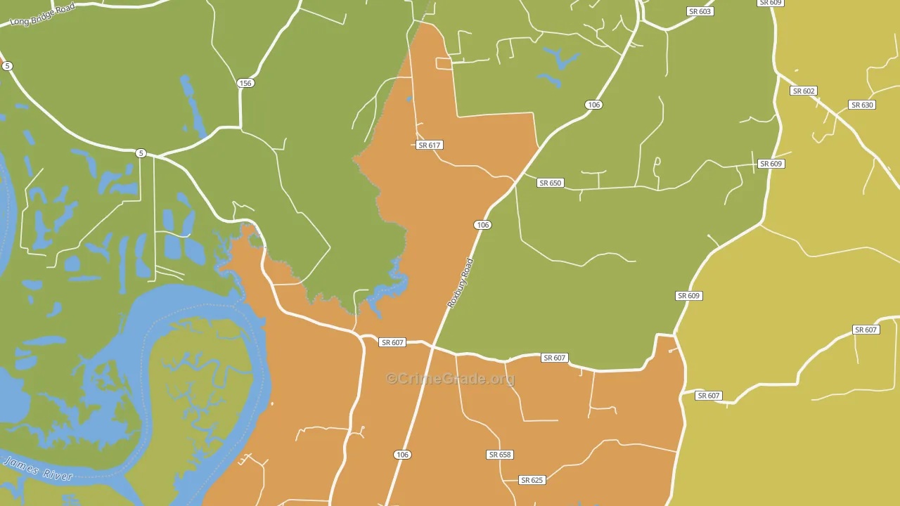 Wayside, VA Map of Drug-Related Crime Rates