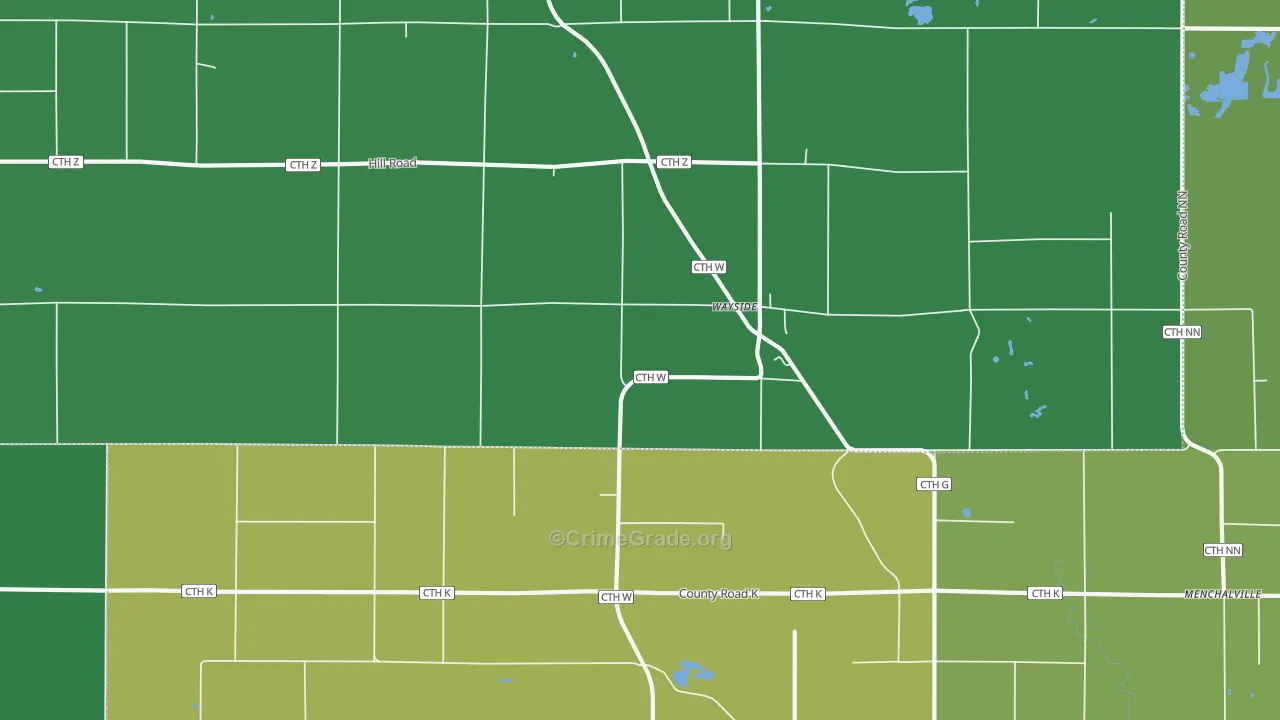 Wayside, WI Map of Drug-Related Crime Rates