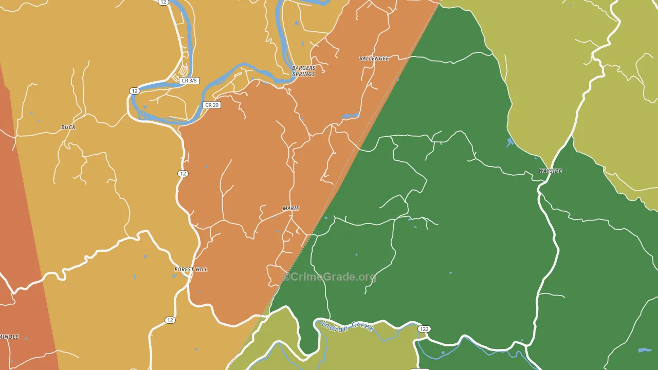 Wayside, WV Map of Drug-Related Crime Rates
