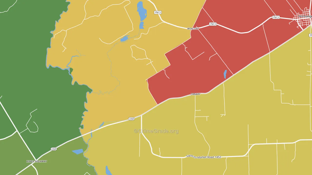 Wealthy, TX Map of Drug-Related Crime Rates