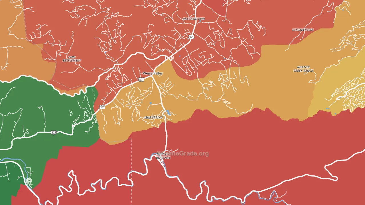 Wear Valley, TN Map of Drug-Related Crime Rates