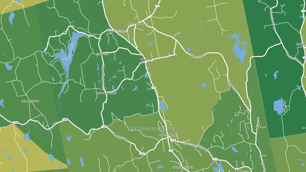 Weare, NH Map of Drug-Related Crime Rates