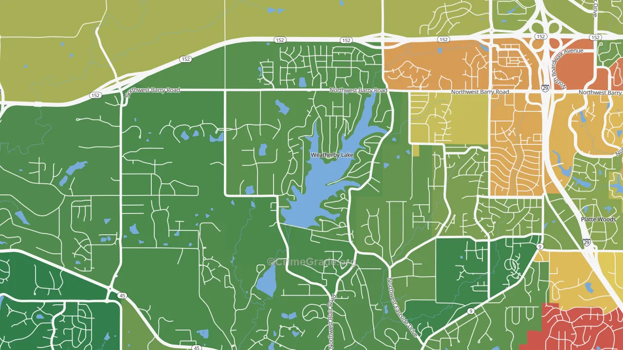 Weatherby Lake, MO Map of Drug-Related Crime Rates