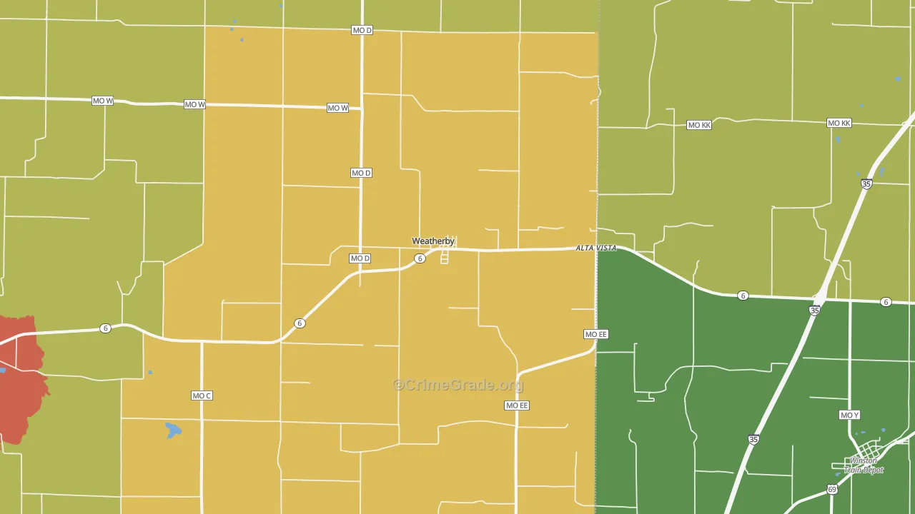 Weatherby, MO Map of Drug-Related Crime Rates