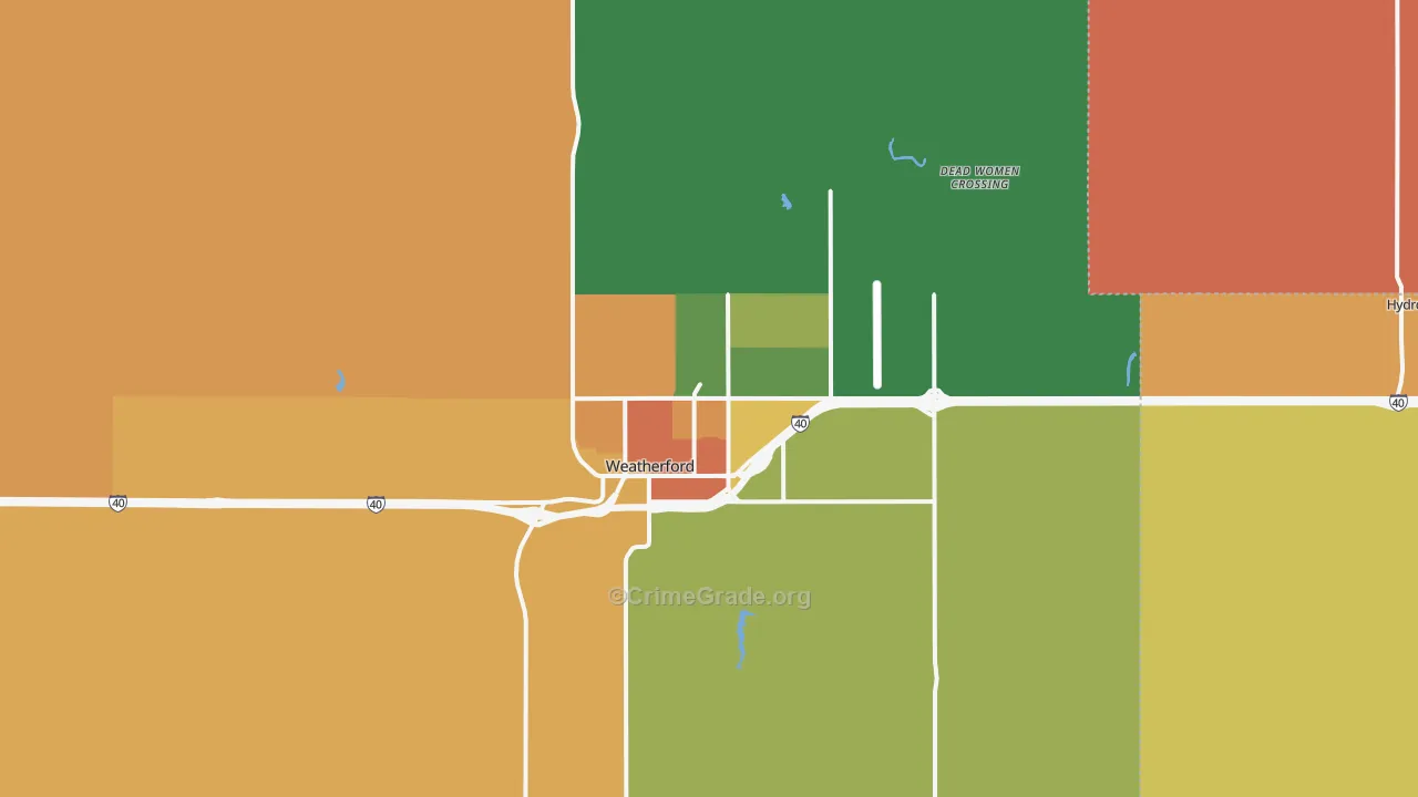 Weatherford, OK Map of Drug-Related Crime Rates